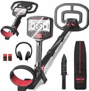 PANCKY High Accuracy Metal Detector for Adults – Collapsible, Lightweight & IP68 Waterproof Search Coil with 10.55” Large Coil, 5 Modes & Backlit LCD, Gold & Relic Detector Kit, PK1098 (Red)