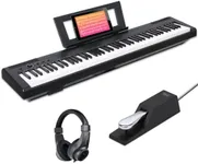 AODSK Weighted Piano 88-Key Beginner Digital Piano,Full Size Weighted keyboard with Hammer Action,with Sustain Pedal,2x25W Stereo Speakers,MP3 Function,Piano Lessons,Black,S-200