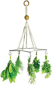 Generic Handcrafted Herb Drying Rack Flower Drying, Boho Star Kitchen Decor Dryer, Plant Hanger Indoor, Macrame Mobile Hanging Gift for Gardener and Lover, 6 Hooks, FLOWERHERB01, Ivory