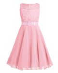 CHICTRY Kids Girls Sparkle Belt Sequin Lace Flower Girl Bridesmaid Wedding Party Dresses Pearl Pink 15-16 Years