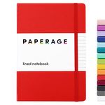 Paperage Lined Journal Notebook, Hard Cover, Medium 5.7 x 8 inches, 100 GSM Thick Paper (Red, Ruled)