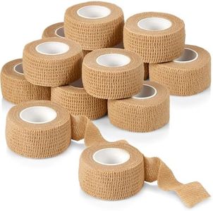 Self Adhesive Bandages - 1" x 5 Yards Per Roll - Pack of 12 Rolls, Elastic Self Adherent Cohesive Wrap First Aid Tape for Sprain Swelling and Soreness on Wrist and Ankle