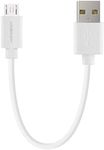 HomeSpot Short USB Cable 4Pack USB 2.0 A Male to Micro USB Charging Cable for Fire Stick, Tablet Android Phone - White