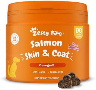 Zesty Paws Salmon Skin & Coat Care with Fish Oil for Dogs | Supports Skin Care and Healthy Coat | Dog Chews | Dog vitamins and supplements with fish oil for dogs - 90 Count