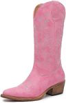 GLOBALWIN Cowboy Boots for Women - Women's Western Boots - Embroidered Mid-Calf Cowgirl Boots, 23yy13 Pink, 10