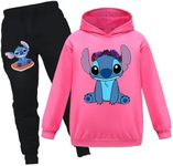 KAPRIOY Girls Sweatshirt Set 2-Piece Cartoon Hoodie Set Long Sleeve Hoodies and Sweatpants Tracksuits for Kids 2-16 Years
