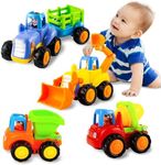 YOLOMOON Baby Toys for 2 Year Old Boys Gifts, 4 PCS Car Toys Friction Power Truck Tractor Toy for Toddlers 1-3, Educational Vehicle Kids Toys 1 2 3 Year Old, Christmas Birthday Gift 12 18 Months Baby