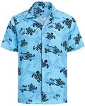 J.VER Mens Beach Hawaiian Shirts Regular Fit Funky Flamingo Short Sleeve Aloha Flower Summer Shirt Button Down Floral Holiday Party Blue 3XL