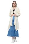 Wear lusso Women Ladies Girls Winter Latest Colors Woolen V-Neck Open Front Hem Long Sleeves Shrug Cardigan Sweater (L, Off White)