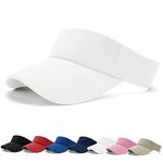 BLURBE Sun Visor Cap - Women Ponytail Baseball Cap, Sport Outdoor Plain Visor Cap, Adjustable Twill Golf Tennis Visor Hats for Men White