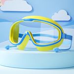 Swimming Goggles for Kids, Swimming Goggles for Kids 6-14, Kids Swimming Goggles with Adjustable Strap & Ear Plugs, Anti-Fog Leak Proof UV Resist Silicone Swimming Glasses for Kids Girls Boys