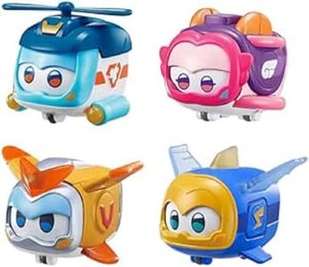 Super Wings Super Pets 4-Pack Collection Super Pets Jerome, Golden Boy, Shine, Ellie, Vehicle Action Figure, with Light Effect and Change Emotion Expressions, Gifts for Kids Aged 3 and Up