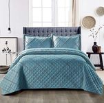 B&B Decorative Bedspreads King Size Bed Quilt Throws -Polyester Filling Reversible Embossed Bedspreads & Coverlets - 240x250cm King Size Bed Throw Christmas Bedding Set,Blue