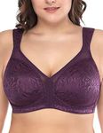 Deyllo Women's Minimizer Bra Wireless Plus Size Bra Full Coverage Comfort Everyday Bra Non Padded(Purple,38DDD/F)