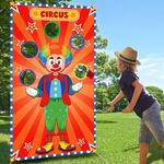 Upgraded Carnival Games, Happy Clown Toss Games with 4 Bean Bags, Carnival Outdoor Games for Adults and Family, Bean Bag Toss Game for Kids, Carnival Games for Kids, Circus Clown Bean Bag Toss Game