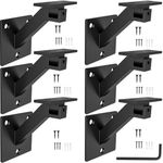 Ewovo Swivel Handrail Brackets 6 Pack Heavy Duty Adjustable Square 4"x3.7" Hand Rail Brackets for Home or Office,Indoor or Outdoor Staircase Stair Railing,Wood Flat Square Stair Support, Black