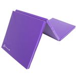 ProsourceFit Tri-Fold Folding Thick Exercise Mat 6'x2' with Carrying Handles for MMA, Gymnastics, Stretching, Core Workouts, Purple