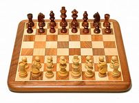 PALM ROYAL HANDICRAFTS 14x14 inches Non-Magnetic Flat Wooden Chess Board Set with 32 Chessmen for Kids and Adults Storage Bag Available 14 x 14 Inches