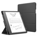 MoKo Stand Case for Kindle Scribe (2024/2022 Released) - Premium Leather Trifold Stand Cover with Pen Holder, Auto Sleep/Wake for 10.2" Amazon Kindle Scribe 2024/2022, Black