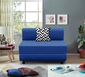 Cloudyfeel Leg Sofa Cum Bed Sofa | 1 Seater | Sofa Bed 3X6 Feet, Foldable Sofa Bed with Cushion for Living Room - Jute Fabric - Blue Color