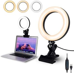 6.3" Ring Light with Clamp Mount for Laptop,Webcam Light with 3 Light Modes&10 Level Dimmable for Laptop/PC Monitor/Desk/Bed/Office/Makeup/YouTube/TIK Tok