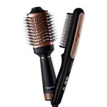 Urban yog Makemeebold 2-In-1 Hot Air Brush & Hair Straightener Brush Combo | Hair Dryer,Volumizer & Electric Comb | 5 Temp Controls,Ceramic Plates,Fast Heating