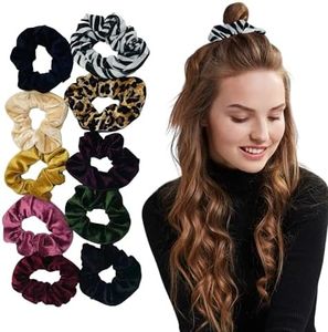 Zipper Scrunchie Safe (10 Pack - Multi Pack) Velvet Scrunchies Compartment for Cash | Cards Keys Valuables, Hair bun ties Secret Pocket ponytails women Diversion safes container Accessories