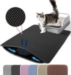 CLARESA Cat Litter Mat – 12x12 inches (30 x 30 cm) | Double-Layer Open Edge Design for Easy Cleanup | Waterproof, Durable and Washable EVA Material | Non-Slip Mat for Litter Box & Tray (Black)