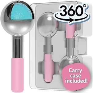 Ice Globes for Facials by Eli with Love - 360 Rotating Unbreakable Steel Ice Globes with Carry Case - Professional Esthetician Supplies - Ice Roller for Face and Eyes - Ideal Skincare Tool (Pink)