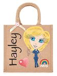 Personalised Caricature Hand Painted Jute Bag, Women's Tote Shopping Bag, Gift For Nurse, Doctor, Available in 3 Sizes, Personalised Gifts For Women