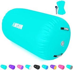 AWSUM 4ft L x 3ft Diam Gymnastics Barrel Air Roller Inflatable Tumbling Mat Back Handspring Trainer for Octagon Mat Gym Gymnastics Equipment，No Electric Pump Green