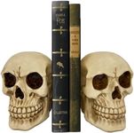 Joyvano Halloween Bookends - Skull Bookends for Shelves - Goth Bookshelf Home Decoration Decor Gothic Book Ends - Unique Bookend to Hold Books Heavy Duty - Witchy Horror Edgar Allan Poe Decor