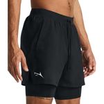 PROSHARX 2 in 1 Active Dual Shorts with Inner Tights Layer | Men's Double Layer Short for Running, Gym & Sports (XL, Black)