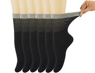 Yomandamor 6 Pairs Ladies Bamboo Diabetic Crew Socks Seamless Soft top Socks,Size 3-8 UK