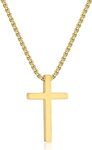 JAOSEL Cross Necklace for Men 14K Gold Filled Silver Stainless Steel Cross Necklace for Boys Box Chain Simple Plain Cross Pendant Necklace Jewelry Gift 16-24 Inches, 20 INCH, Stainless Steel, No Gemstone