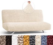 PAULATO BY GA.I.CO. Futon Cover - Armless Couch Cover Italian Sofa Bed Slipcover Without Armrest - Soft Polyester Fabric Cover - 1-Piece Form Fit Stretch Futon Cover - Microfibra Collection - Cream
