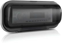 Pyle Water Resistant Marine Stereo Cover - Smoke Colored Heavy Duty Boat Radio Protector Shield with Flip-up Door & Spring Loaded Release - Mounting Gasket Included - Pyle PLMRCW1,White