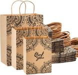 WUWEOT 80 Pack Kraft Paper Bags, Mixed Size Gift Bags Bulk, Thank You Bag With Handles for Business Shopping, Retail Party Merchandise Favor