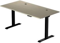 Progressive Desk Electric Compact Stand Up Office Home Desk, Black Frame and Bright Beech MDF Tabletop, Black Round Grommet Prime Ryzer 60" x 30"