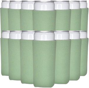 TahoeBay Slim Can Cooler Sleeves (50-Pack) Skinny Tall Cans 12 Oz Bulk Thin Seltzer Fit Sublimation Blanks for Vinyl Plain Blank Foam Beer Bottles Black White Assorted Solid Set (Sage)