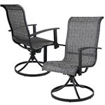 Grand Patio Outdoor Swivel Rocking Patio Dining Chairs Set of 2, Outdoor Textilene Swivel Rocker 2 Pieces Set for Lawn Garden Backyard Deck, Black & Grey Plaid