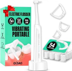Electric Flosser for Adults, Dual Line Sonic Electric Tooth Dental Flosser with 54 Refill Heads & 5 Modes, Rechargeable Tooth Flosser for Sensitive Gums, Tight Teeth, Back Molars & Daily Oral Care