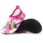 HausFine Girls Boys Water Shoes Unicorn Whale Dinosaur Water Sport Shoes Quick-Dry Non-Slip Barefoot Water Shoes Swim Socks Aqua Water Shoes (28/29, Pink Unicorn)