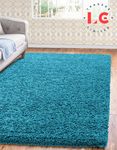 LG TRADERS LIMITED EXTRA THICK HEAVY 5CM PILE SOFT LUXURIOUS SHAGGY MODERN AREA BEDROOM HALL RUG RUNNER MAT (Teal Blue, 160 x 230 cm)