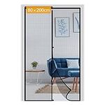 Yotache Magnetic Screen Door 80 x 200 cm, Reinforced Polyester Heavy Duty for Entry Front Door with Full Frame Hook&Loop Strip, Black