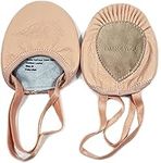 DANCEYOU Pirouette Lyrical Leather Half Sole Ballet Jazz Contemporary Practice Turning Dance Shoes Girls Women Boy Men, Pink, XS, Little Kid 11-13