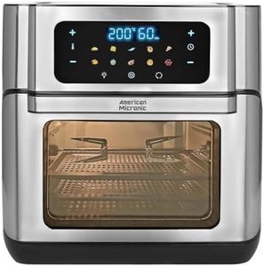 AMERICAN MICRONIC® 15 L Digital Air Fryer Oven | 1600W TurboTunnel Fresh Air Technology | 200°C Max Temp | 90-Min Timer | 8 Preset Menus | | Includes Recipe Book | (Black & Steel) (AMI-AFD-150LDx)