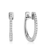 Jewels By Erika E-10081 10K Solid Gold Natural Diamond Hoop Huggie Earrings for Women and Girls (0.08CTDI, H-I Color, I1 Clarity, 14MM Height) (white-gold)