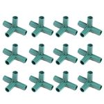 Firlar 12 Pcs Fitting Gardening Connectors, 4 Way 11mm Greenhouse Frame Building Connector, Heavy Duty Plastic Tee Pipe Joint Greenhouse Shed Pipe Tent Connection