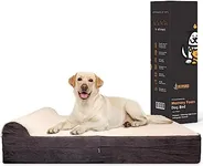 KOPEKS Jumbo Orthopedic Dog Bed - 7-inch Thick Memory Foam Pet Bed with Pillow with Removable Cover & Free Waterproof Liner - for Large Breed Dogs, XL, Brown-Plush Top